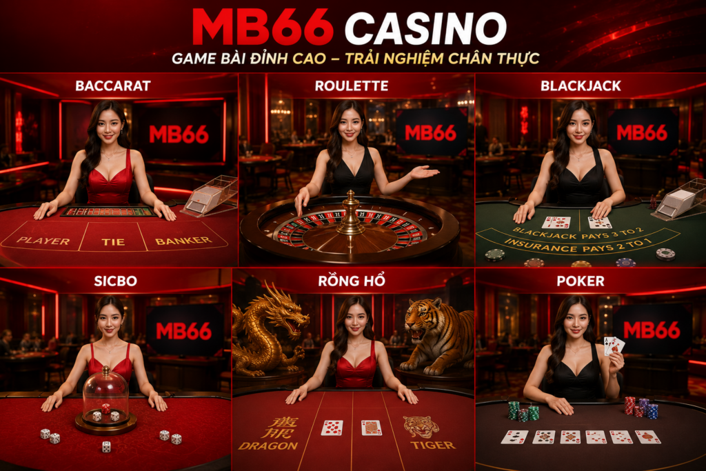 Các bàn Baccarat, Roulette và Blackjack tại Casino MB66