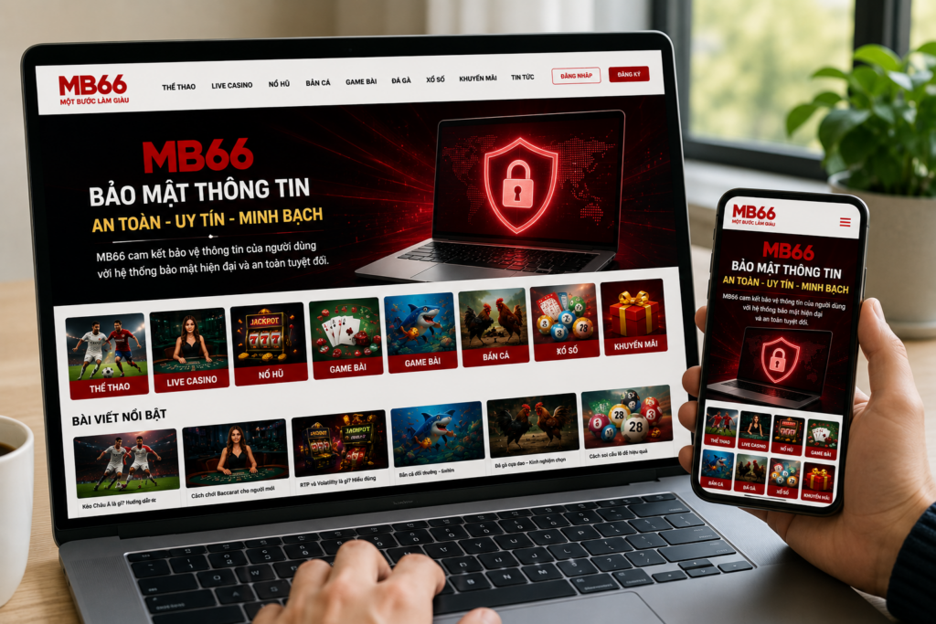 Người dùng truy cập MB66 an toàn trên máy tính và điện thoại