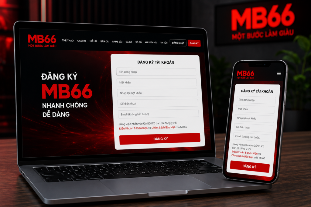 Giao diện trang Đăng Ký MB66 trên máy tính và điện thoại