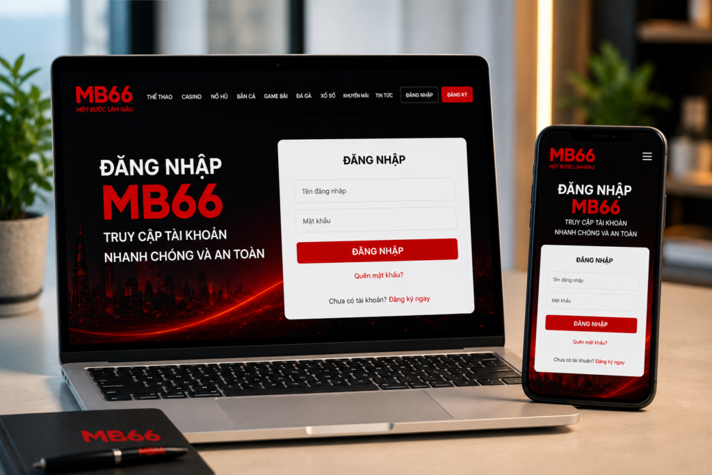 Giao diện Đăng Nhập MB66 đồng bộ trên laptop và smartphone