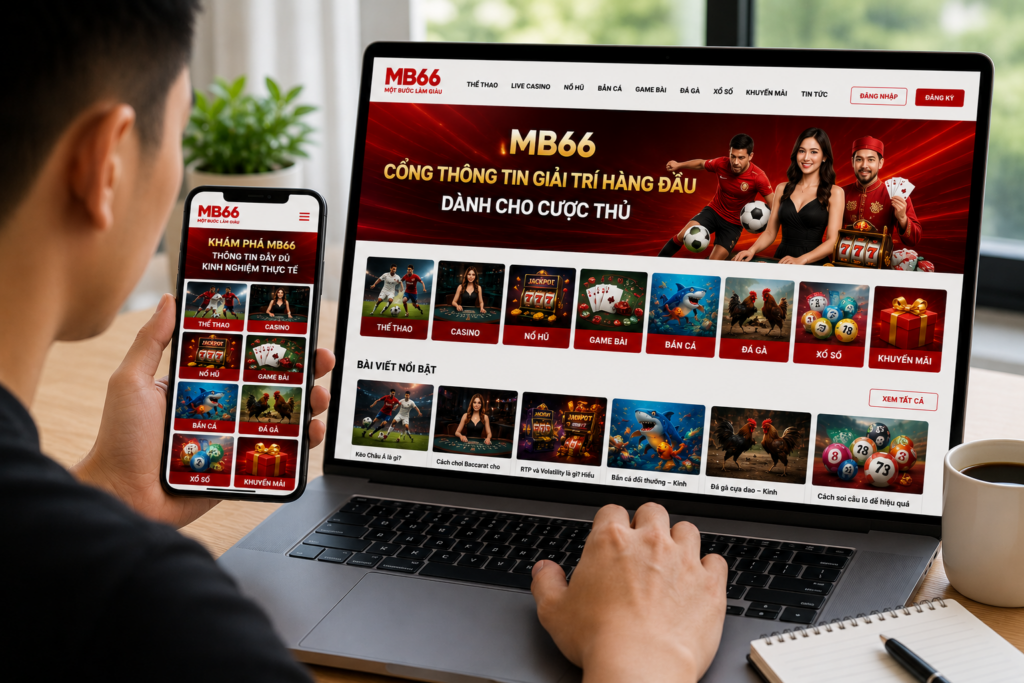 Người chơi theo dõi các chuyên mục MB66 trên máy tính và điện thoại