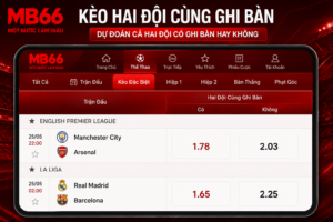 Giao diện bảng Kèo Hai Đội Cùng Ghi Bàn với hai cửa Có và Không.