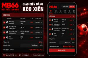 Giao diện bảng Kèo Xiên với các lựa chọn được kết hợp trong cùng một vé cược.