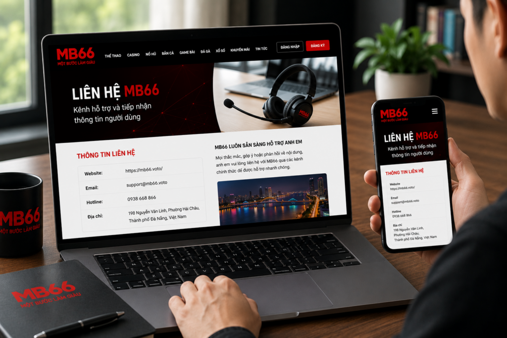 Người dùng liên hệ MB66 thông qua website trên máy tính và điện thoại