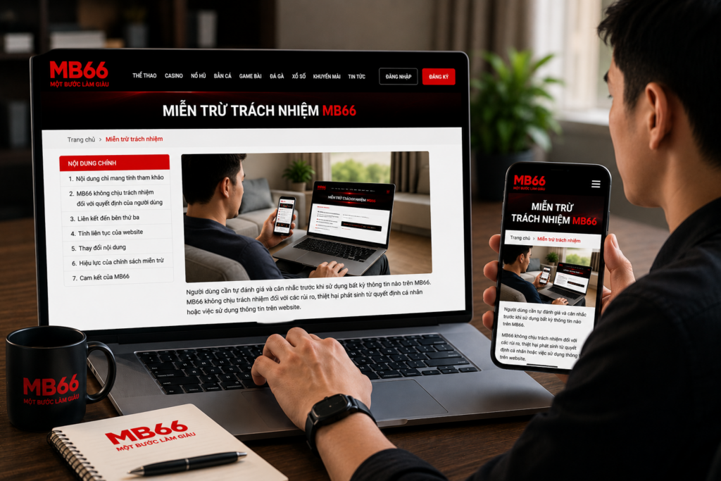 Người dùng truy cập MB66 trên máy tính và điện thoại