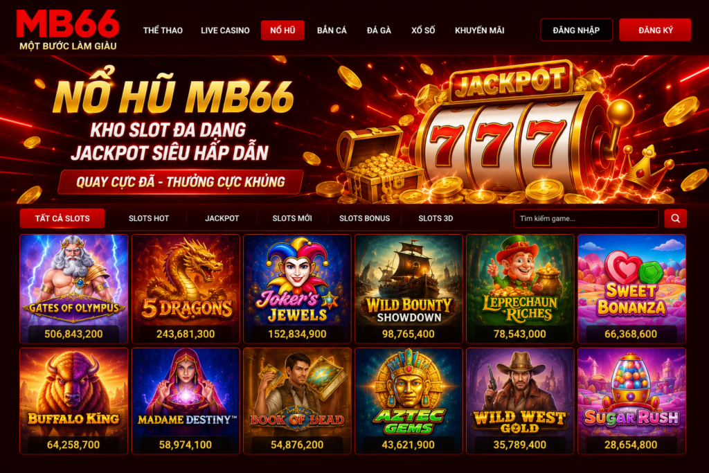 Giao diện chuyên mục Nổ Hũ MB66 với nhiều slot game nổi bật